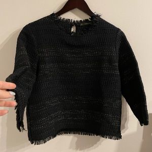 Zara Black Textured Dressy Top | 2